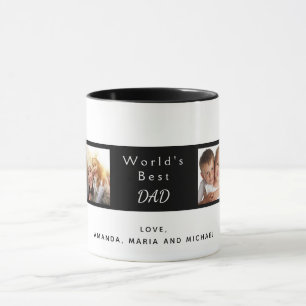 Bester Papa-Foto-Collage Schwarz Tasse