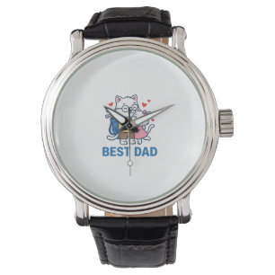 Bester Papa Golf Katze Umarmen Cute Vektor Design_ Armbanduhr