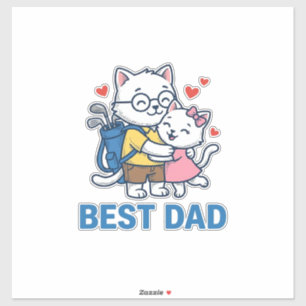 Bester Papa Golf Katze Umarmen Cute Vektor Design_ Aufkleber