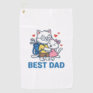 Bester Papa Golf Katze Umarmen Cute Vektor Design_ Golfhandtuch
