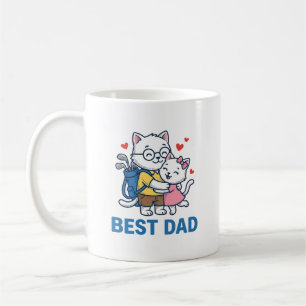 Bester Papa Golf Katze Umarmen Cute Vektor Design_ Kaffeetasse