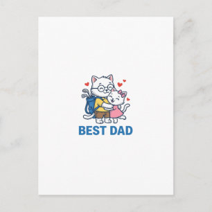 Bester Papa Golf Katze Umarmen Cute Vektor Design_ Postkarte