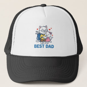 Bester Papa Golf Katze Umarmen Cute Vektor Design_ Truckerkappe