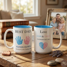 Bester Papa, Hands Down Kids Handabdruck Kaffeetas