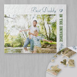 Bester Papa im Universum - Benutzerdefiniertes Fot<br><div class="desc">Personalisieren Sie dieses einfache und moderne Puzzle für Ihren Vater (Papa, Papa etc.). Die Vorlage ist für Sie bereit, Ihr eigenes Foto hinzuzufügen und die Beispielformulierung zu bearbeiten, wenn Sie möchten. Beispieltext liest derzeit "Best Daddy in the Universum". Das Design ist in einer angesagten Farbpalette aus Palmengrün und Tiefseeblau gehalten....</div>