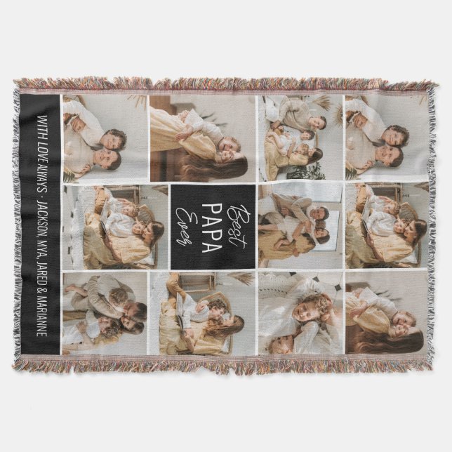Bester Papa je 11-Foto-Throw-Blanket Decke (Vorderseite)