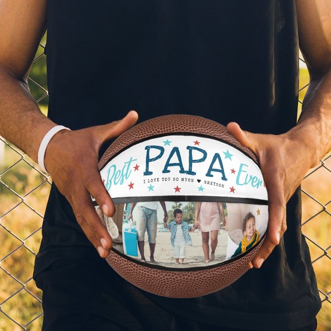 Bester Papa je | FotoCollage mit Handschrift Mini Basketball (Von Creator hochgeladen)