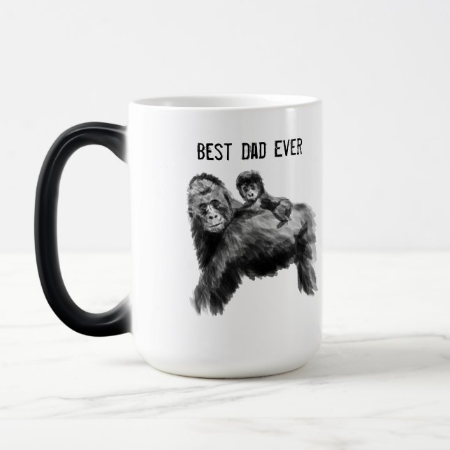 Bester Papa je Gorilla mit Baby Verwandlungstasse (Links)
