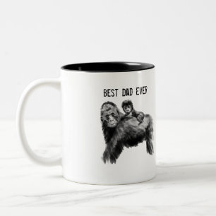Bester Papa je Gorilla mit Baby Zweifarbige Tasse
