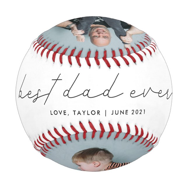 Bester Papa je modernes Drehbuch 2 Foto Baseball (Vorderseite)