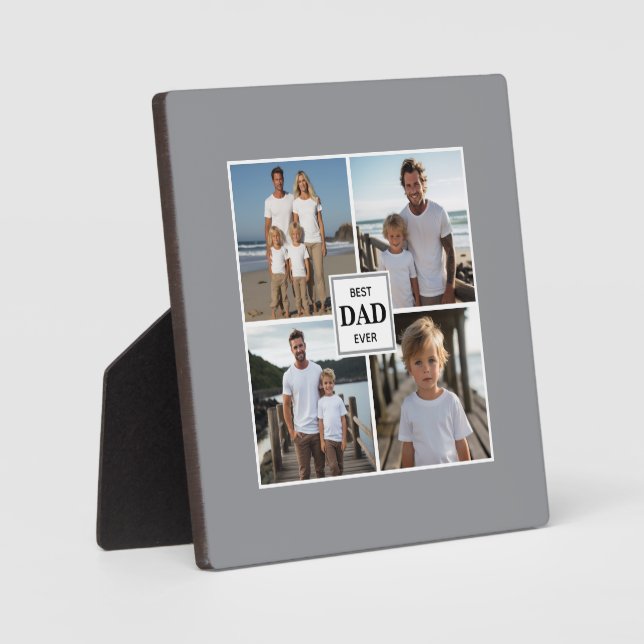 Bester Papa je personalisiert 4 Fotovorlagen Fotoplatte (Vorderseite)