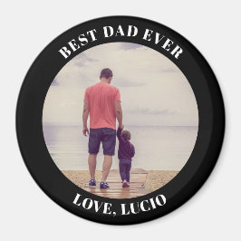 Bester Papa je personalisiert Foto schwarz Magnet