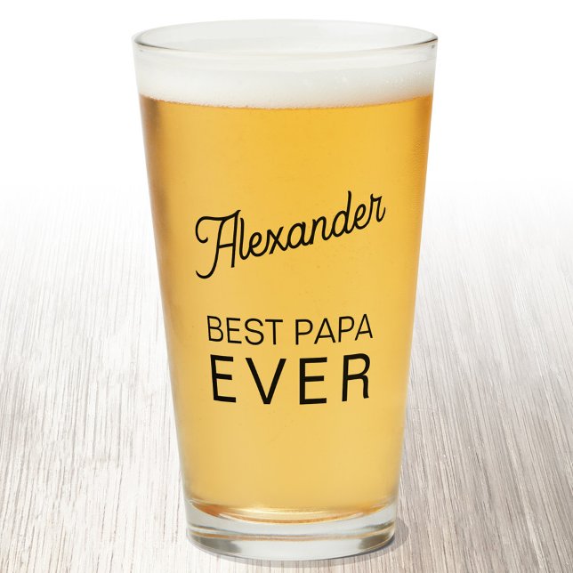 Bester Papa je Personalisierter Name Biersorte Glas (Personalize Best Papa Ever beer glass)