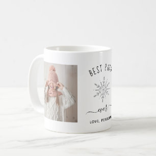 Bester Papa je Zwei Fotos und Silberschneeflocke Kaffeetasse