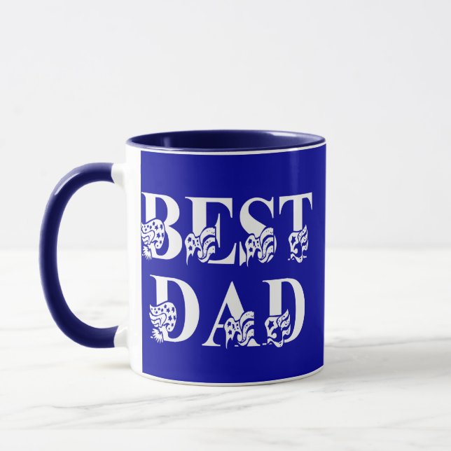 Bester Papa mit Flaggen Weißer Text Tasse (Links)