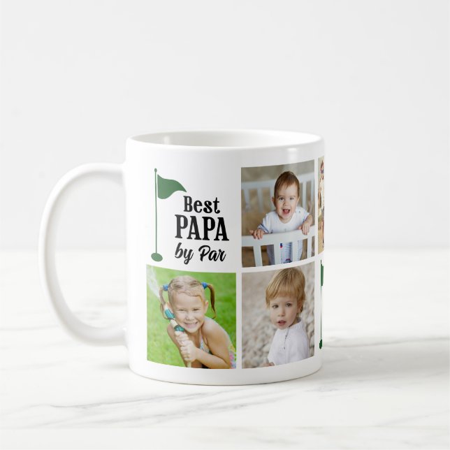Bester Papa nach Par 7 Foto-Collage Golfer Kaffeetasse (Links)