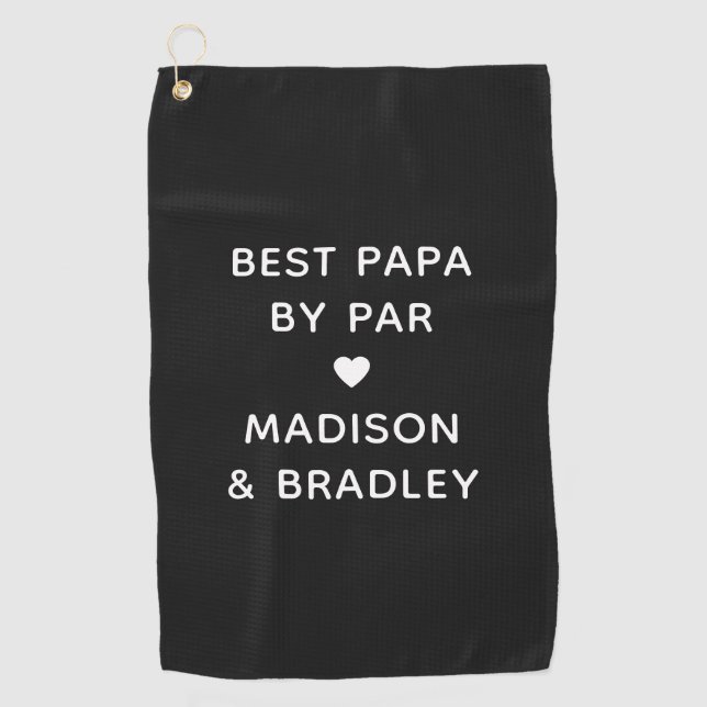 Bester Papa Par Personalisierter Name Golfhandtuch (Vorderseite)