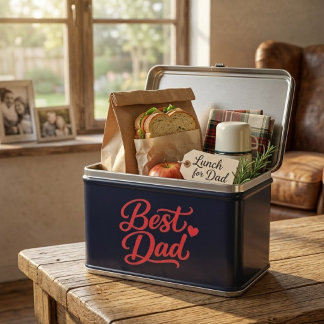 Bester Papa Schriftzug Rotes Herz Klassische Metal Metall Brotdose