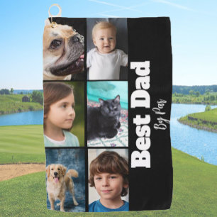 Bester Papa Sechs Foto Vorlage Schwarz und Weiß Golfhandtuch