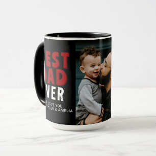 Bester Papa überhaupt Schwarz Rot Familienfoto Tasse