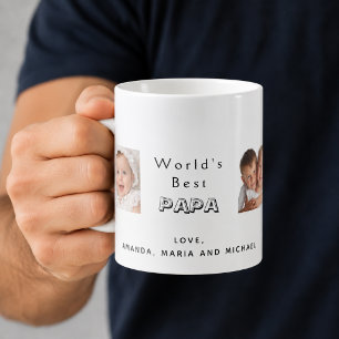 Bester Papa Vater Familienfoto-Collage Kinder Kaffeetasse