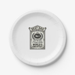Bester Papa Vintage-Gravur Vatertag Pappteller