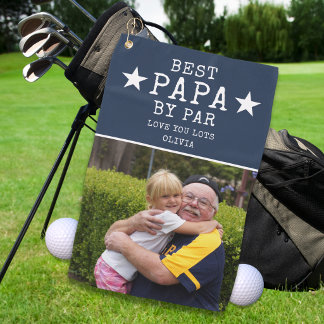 Bester Papa von Par Eins Foto Personalisiertes Ges Golfhandtuch
