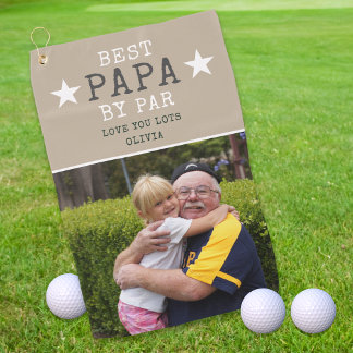 Bester Papa von Par Eins Foto Personalisiertes Ges Golfhandtuch