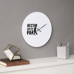 Bester Papa von Par Golf Vatertag Daddy-Geschenkwa Große Wanduhr