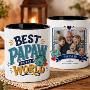 Bester Papaw der Welt Foto-Tasse Zweifarbige Tasse