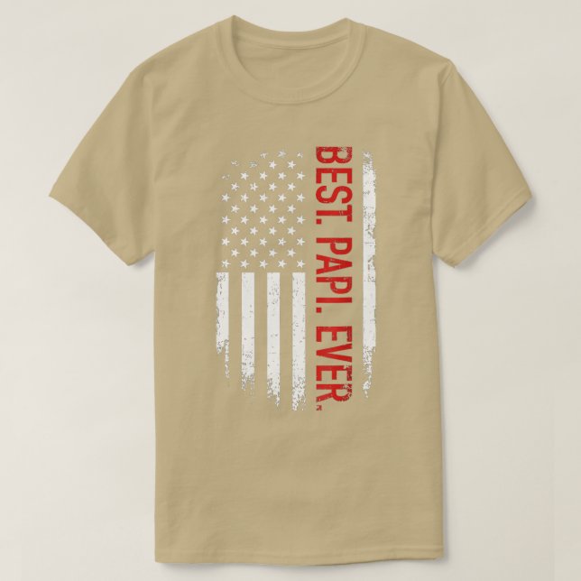 Bester Papi je mit amerikanischer Flagge für Vater T-Shirt (Design vorne)