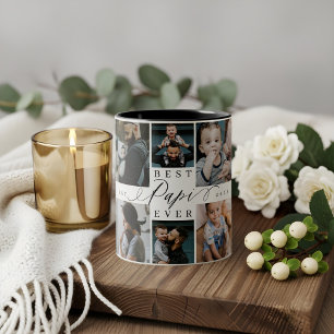 Bester Papi-je-Vater-Tag Foto Collage Keepake Zweifarbige Tasse