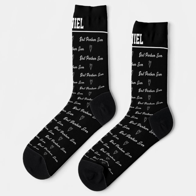 Bester Partner Aller Zeiten | Lustiges Monogramm Socken (Linkes Detail)