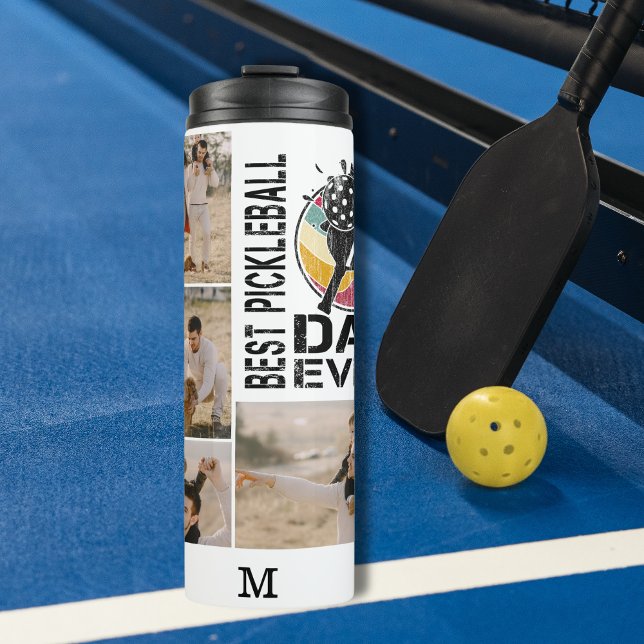 Bester Pickleball-Vater je Personalisiertes 4-Foto Thermosbecher (Von Creator hochgeladen)