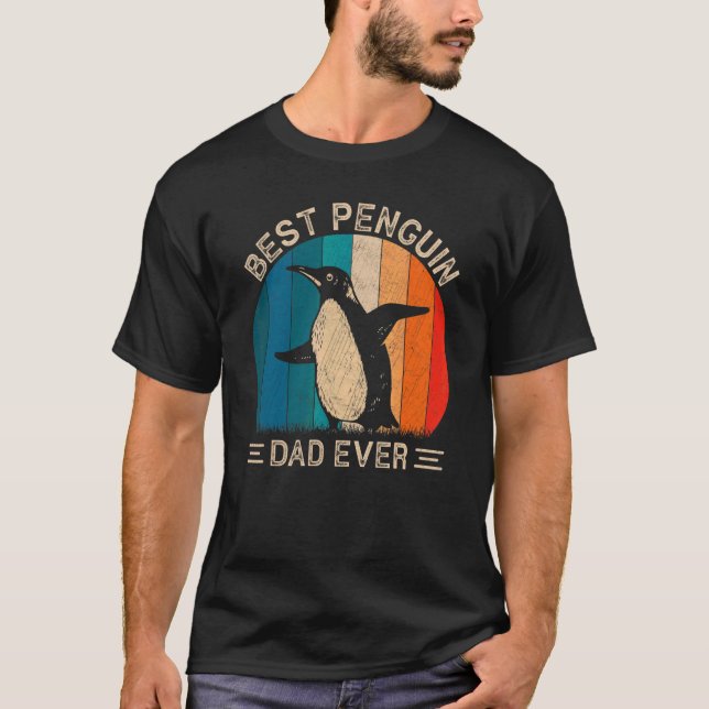 Bester Pinguin Vater je Retro Pinguin Graphic Pate T-Shirt (Vorderseite)