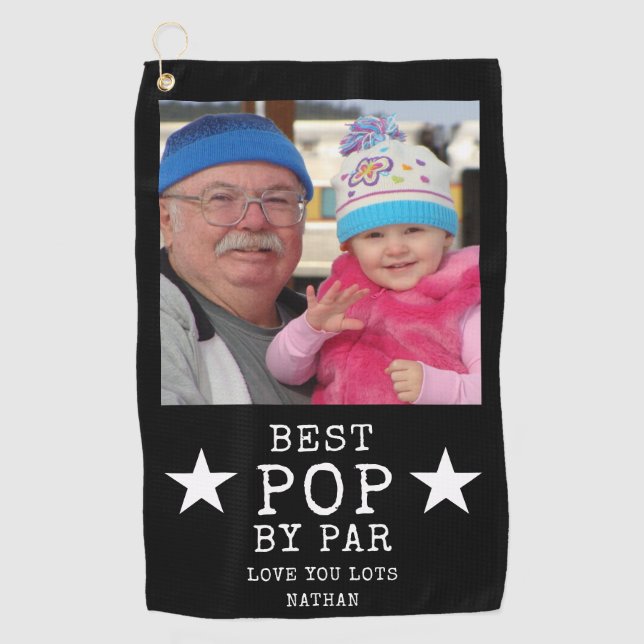 Bester Pop nach Par Foto Name Schwarz/Weiß   Golfhandtuch (Vorderseite)