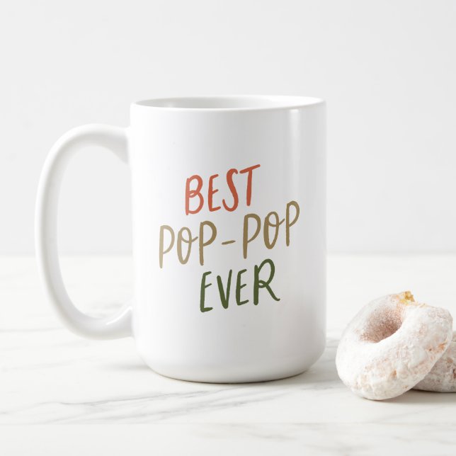 Bester Pop-Pop je farbenfrohe Urlaubstyp Kaffeetyp Kaffeetasse (Mit Donut)