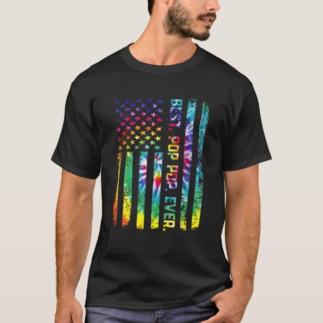 Bester Pop Pop je Gefärbte Krawatte amerikanisches T-Shirt (Vorderseite)