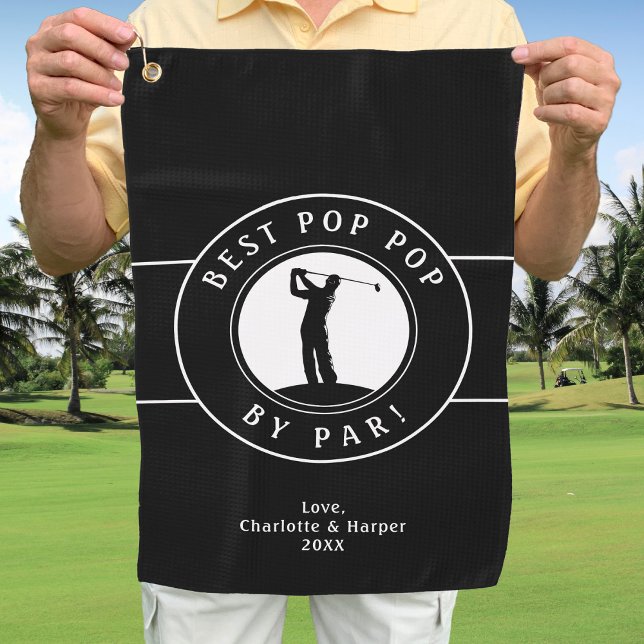 Bester Pop Pop Par Elegante Sportarten Schwarz & W Golfhandtuch (Best Pop Pop By Par Elegant Sports Black & White Golf Towel)