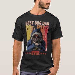 Bester Pug-Hund-Vater-Leben Vintage-Vatertag T-Shirt