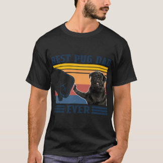 Bester Pug-Vater Aller Zeiten Schwarze Version Vin T-Shirt