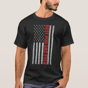 Bester Pug-Vater Aller Zeiten Us Amerikanische Fla T-Shirt