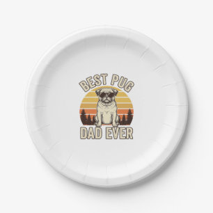 Bester Pug-Vater aller Zeiten Vintage-Pug-T-Shirt- Pappteller