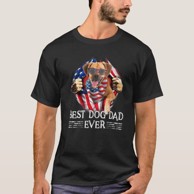 Bester Puggle Vater je amerikanische Flagge 4. Jul T-Shirt (Vorderseite)