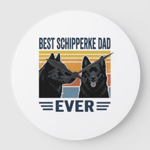 Bester Schipperke-Vater aller Zeiten Retro-Hund-Ve Große Wanduhr