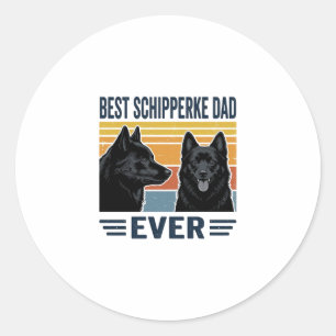 Bester Schipperke-Vater aller Zeiten Retro-Hund-Ve Runder Aufkleber
