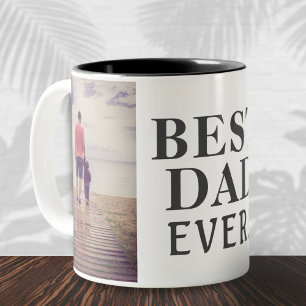 Bester Schlechtester Vater-Tag 2 Fotocollage Zweifarbige Tasse