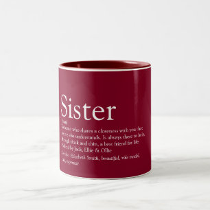 Bester Schwester der Welt Definition Lustig Burgun Zweifarbige Tasse