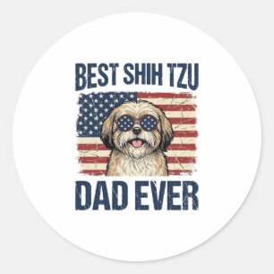 Bester Shih Tzu-Vater Aller Patriotischer Hund Runder Aufkleber