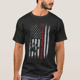Bester Siberian Husky-Vater überhaupt Usa-Flagge V T-Shirt